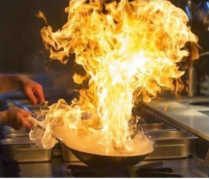 Image of a frying pan with fire